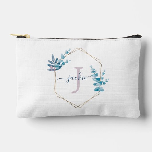 Lila Waterverf Eucalyptus Lijst Monogrammen Etui (Voorkant)