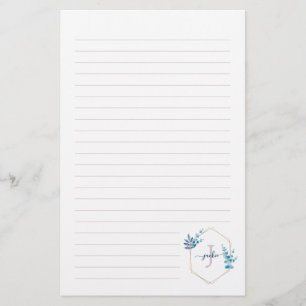 Lila Waterverf Eucalyptus-omhulde monogram Briefpapier