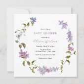 Lila Waterverf Floral Baby shower Kaart (Voorkant)