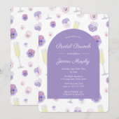 Lila Waterverf Floral Bridal Brunch Party Kaart (Voorkant / Achterkant)