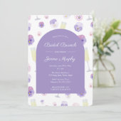 Lila Waterverf Floral Bridal Brunch Party Kaart (Staand voorkant)