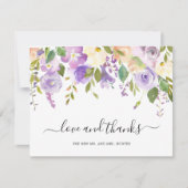 Lila Waterverf Floral Elegant Wedding Bedankkaart (Voorkant)