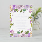 Lila Waterverf Floral Elegant Wedding Folie Uitnodiging (Staand Voorkant)