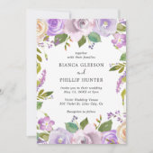Lila Waterverf Floral Elegant Wedding Kaart (Voorkant)
