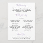 Lila Waterverf Floral Elegant Wedding Programmakaart (Achterkant)