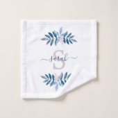 Lila Waterverf Floral Monogram Bad Handdoek (Wasdoekje)