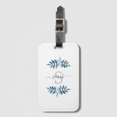 Lila Waterverf Floral Monogram Bagagelabel (Voorkant (verticaal))