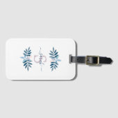 Lila Waterverf Floral Monogram Bagagelabel (Voorkant (horizontaal))