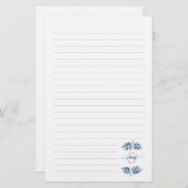 Lila Waterverf Floral Monogram Briefpapier (Voorkant / Achterkant)