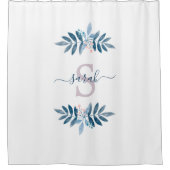 Lila Waterverf Floral Monogram Douchegordijn (Voorkant)