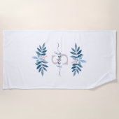 Lila Waterverf Floral Monogram Strandlaken (Voorkant)