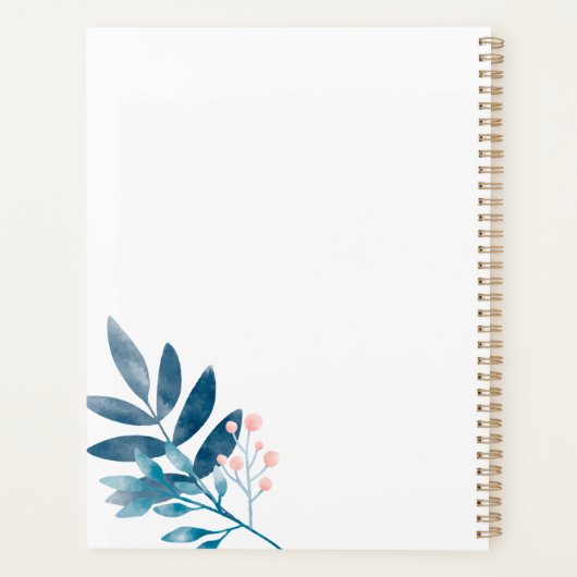 Lila Waterverf Floral Monogrammed Planner (Achterkant)