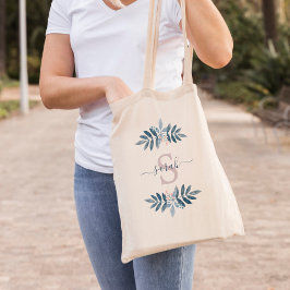 Lila Waterverf Floral Monogrammed Tote Bag
