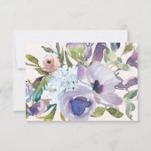 Lila Waterverf "Floral Wedding" door Blue Boho RSVP Kaartje (Achterkant)