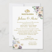 Lila Waterverf Floral Wedding Uitnodiging (Voorkant)