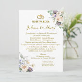 Lila Waterverf Floral Wedding Uitnodiging (Staand voorkant)