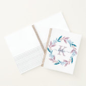 Lila Waterverf Floral Wreator Monogram Notitieboek (Binnen)