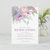 Lila Waterverf Flowers Baby Dedicatie Kaart (Staand voorkant)