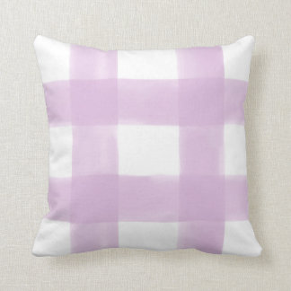Lila Waterverf Gingham Kussen