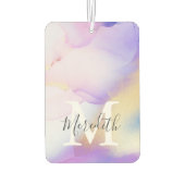 Lila Waterverf Gold Abstract monogram Naam Luchtverfrisser (Achterkant)
