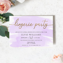 Lila Waterverf Gouden Lingerie Party Vrijgezellenf Kaart