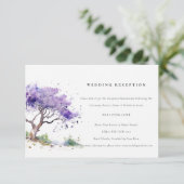 Lila Waterverf Jacaranda Tree bruiloft receptie Informatiekaartje (Staand voorkant)