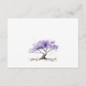 Lila Waterverf Jacaranda Tree bruiloft receptie Informatiekaartje (Achterkant)