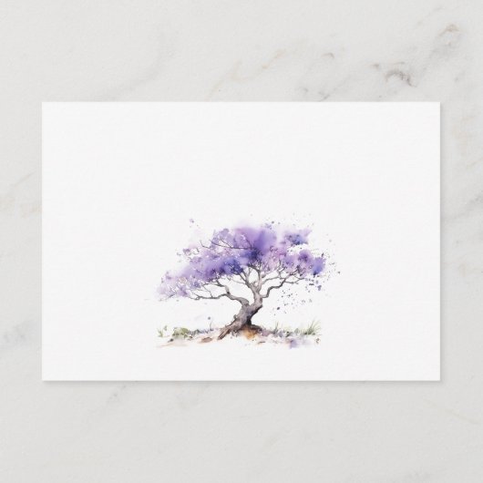 Lila Waterverf Jacaranda Tree bruiloft receptie Informatiekaartje (Achterkant)