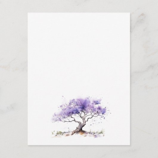 Lila Waterverf Jacaranda Tree Wedding Details Informatiekaartje (Achterkant)