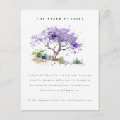 Lila Waterverf Jacaranda Tree Wedding Details Informatiekaartje (Voorkant)