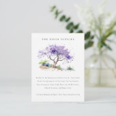Lila Waterverf Jacaranda Tree Wedding Details Informatiekaartje (Staand voorkant)