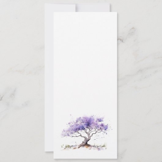 Lila Waterverf Jacaranda Tree Wedding Menu kaart (Achterkant)