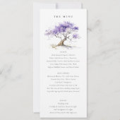 Lila Waterverf Jacaranda Tree Wedding Menu kaart (Voorkant)