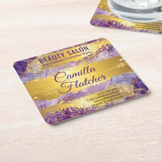 Lila Waterverf Kartonnen Onderzetters (Schuin)