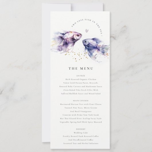 Lila Waterverf Kustvis Bruiloft Menu Kaart (Voorkant)