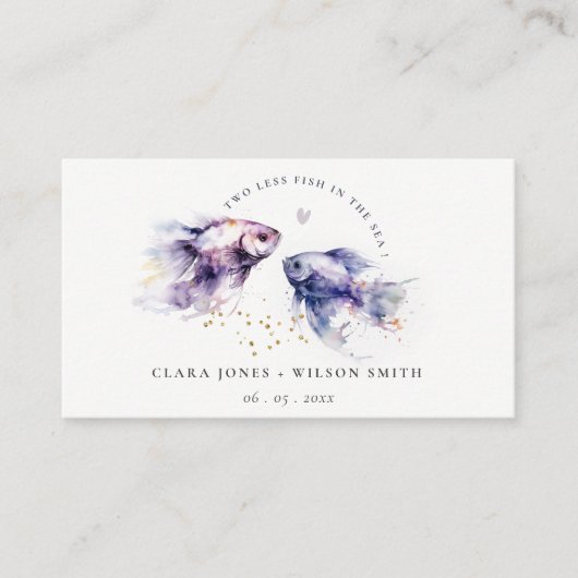 Lila Waterverf Kustvis Bruiloft Website Informatiekaartje (Voorkant)