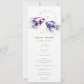 Lila Waterverf Kustvis Huwelijksprogramma Kaart (Voorkant)