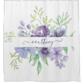 Lila waterverf op maat douchegordijn (Voorkant)