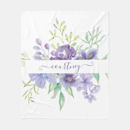Lila waterverf op maat fleece deken (Voorkant)