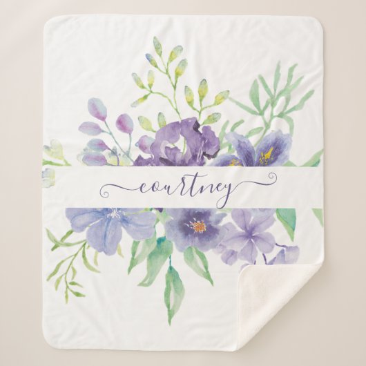 Lila waterverf op maat sherpa deken (Voorkant)