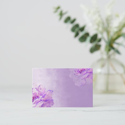 Lila Waterverf Paarse Visitekaartjes Roos (Staand voorkant)