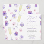 Lila Waterverf petals en Prosecco-Vrijgezellenfees Kaart (Voorkant / Achterkant)