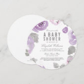 Lila Waterverf Rozen Baby shower Uitnodiging (Voorkant / Achterkant)