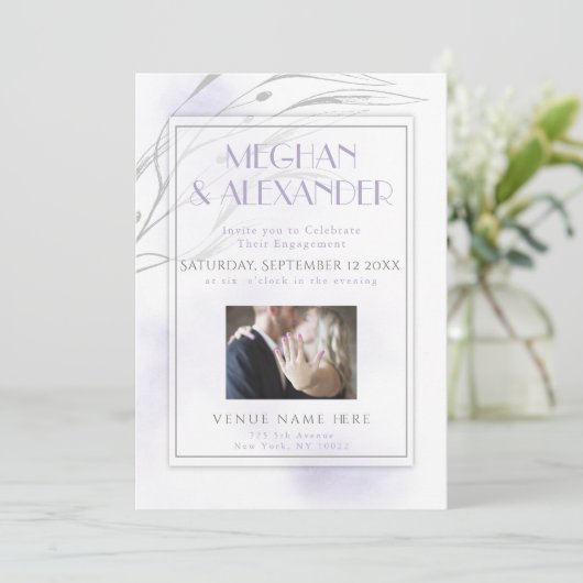 Lila Waterverf Splash Willow Branch Foto Lijst Kaart (Staand voorkant)