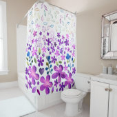 Lila Waterverf van Floral Douchegordijn (In situ)