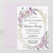 Lila Waterverf van het Paarse Roos Floral Quincean Kaart (Voorkant / Achterkant)