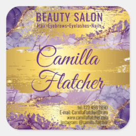 Lila Waterverf Vierkante Sticker