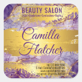 Lila Waterverf Vierkante Sticker (Voorkant)