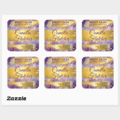 Lila Waterverf Vierkante Sticker (Vel)