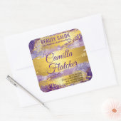 Lila Waterverf Vierkante Sticker (Envelop)